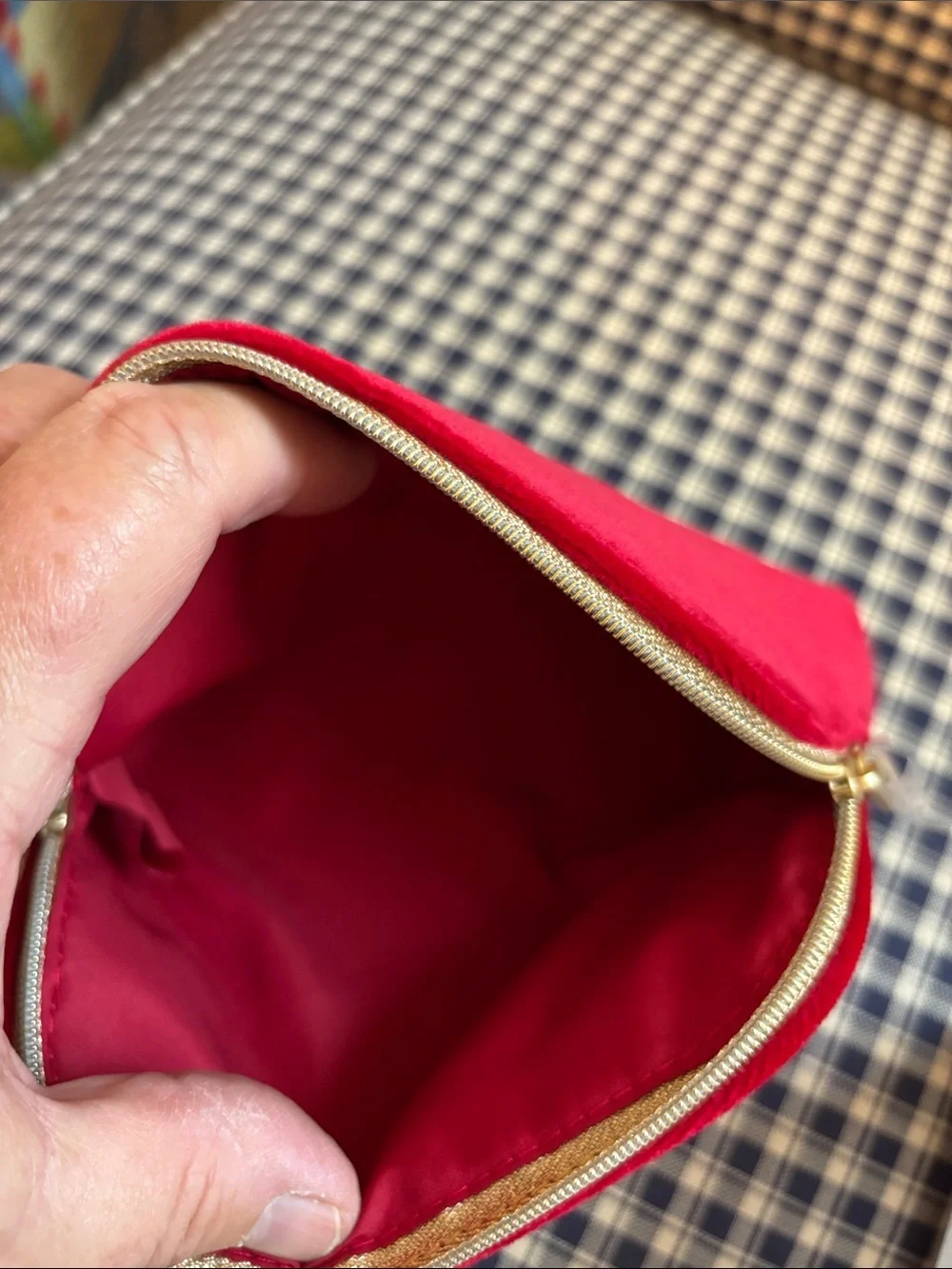 DIOR Red Velvet Cosmetic Pouch and Rouge Dior satin lipstick